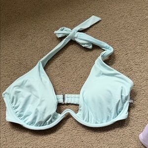 La Vie En Rose Light Aqua Halter Underwire Bikini Top